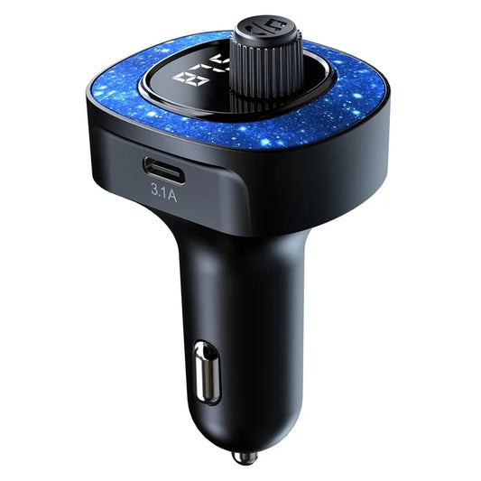 C41 Bluetooth Hands-free Call MP3 Music Player Type-C + USB Car Charger ABS Adapter FM Transmitter