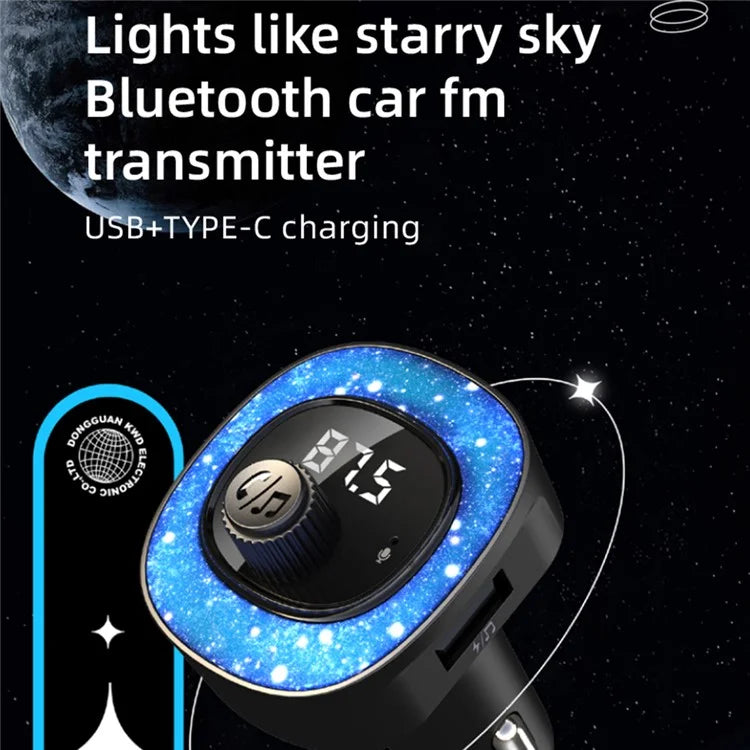 C41 Bluetooth Hands-free Call MP3 Music Player Type-C + USB Car Charger ABS Adapter FM Transmitter