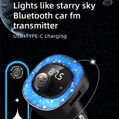 C41 Bluetooth Hands-free Call MP3 Music Player Type-C + USB Car Charger ABS Adapter FM Transmitter