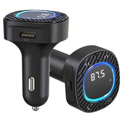 C42 Bluetooth Hands-free Call MP3 Music Player FM Transmitter Type-C + USB Car Charger Adapter