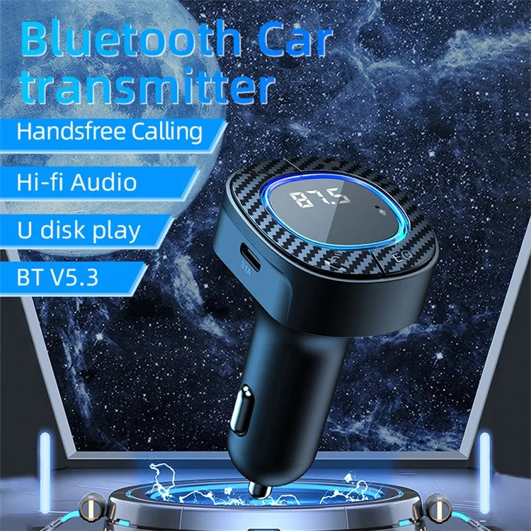 C42 Bluetooth Hands-free Call MP3 Music Player FM Transmitter Type-C + USB Car Charger Adapter