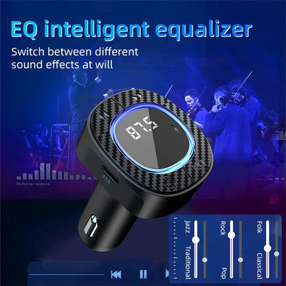 C42 Bluetooth Hands-free Call MP3 Music Player FM Transmitter Type-C + USB Car Charger Adapter