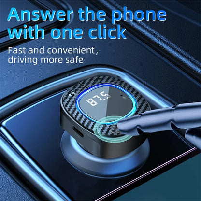 C42 Bluetooth Hands-free Call MP3 Music Player FM Transmitter Type-C + USB Car Charger Adapter