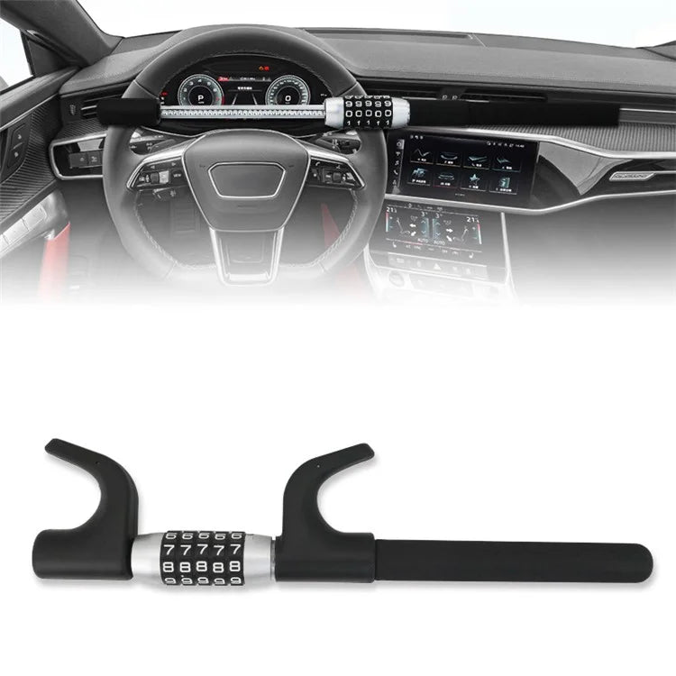 Anti-Theft Retractable Alloy Car Steering Wheel Lock 5 Digit Password Vehicle Steering Wheel Security Lock