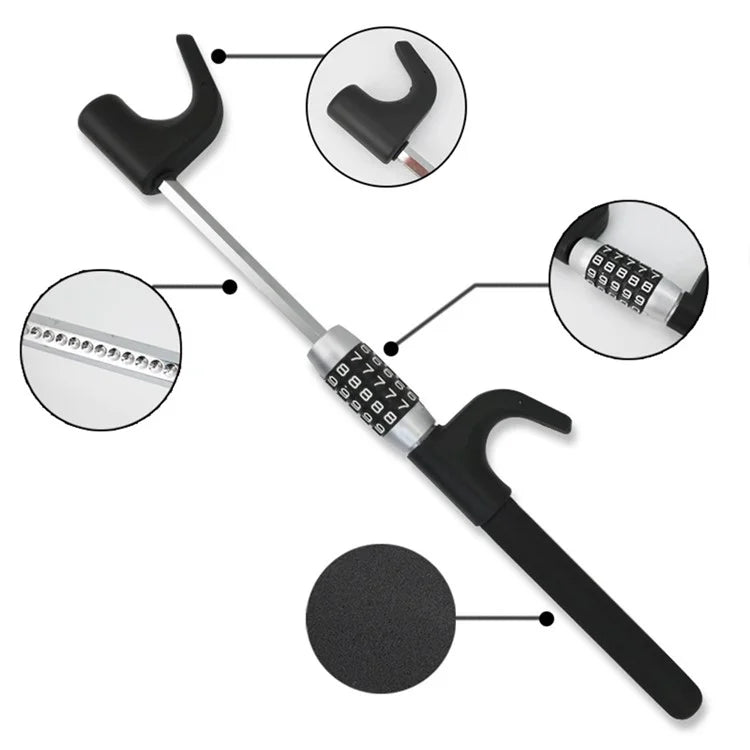 Anti-Theft Retractable Alloy Car Steering Wheel Lock 5 Digit Password Vehicle Steering Wheel Security Lock