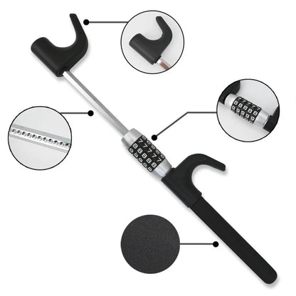 Anti-Theft Retractable Alloy Car Steering Wheel Lock 5 Digit Password Vehicle Steering Wheel Security Lock