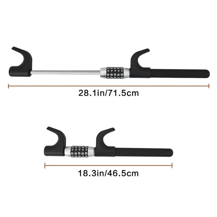 Anti-Theft Retractable Alloy Car Steering Wheel Lock 5 Digit Password Vehicle Steering Wheel Security Lock