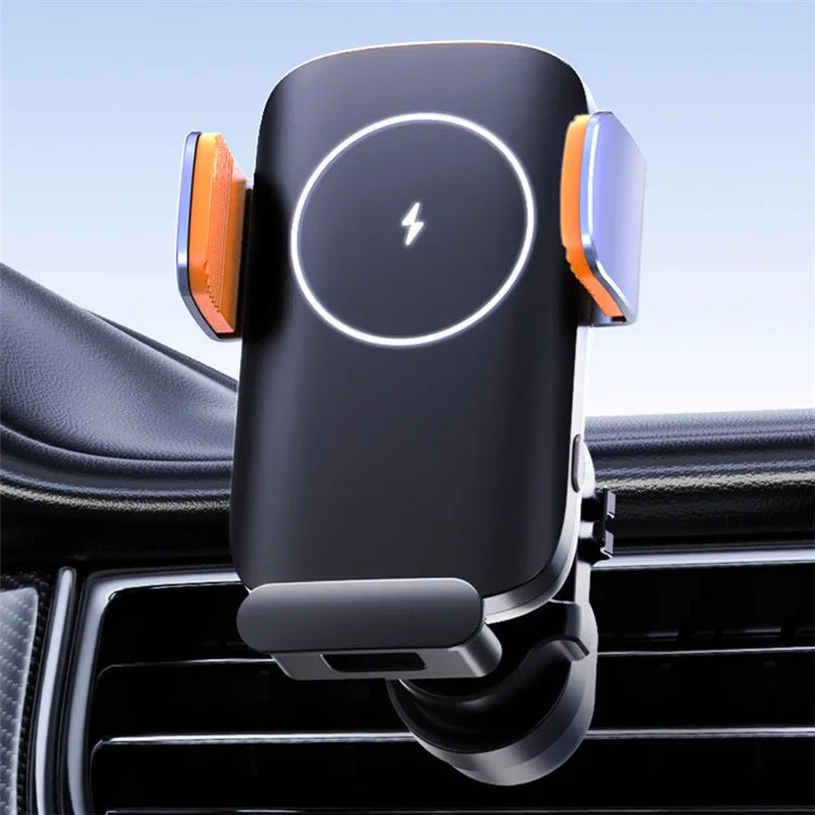 Car Air Outlet Clip Wireless Charger 360 Degree Rotatable Solar Powered Phone Holder Bracket