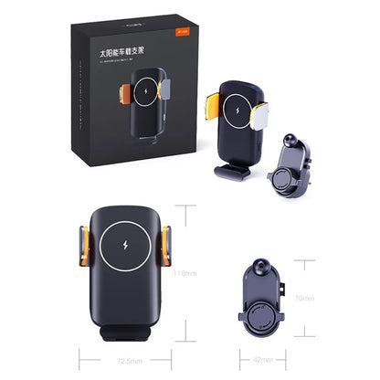 Car Air Outlet Clip Wireless Charger 360 Degree Rotatable Solar Powered Phone Holder Bracket