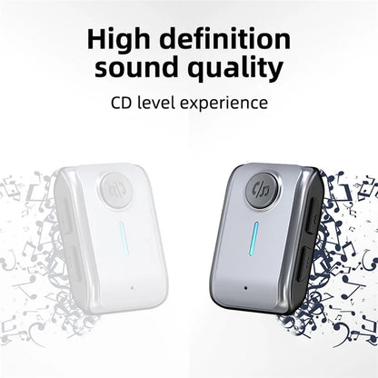 W2 Hands Free AUX Car Bluetooth Receiver Portable BT 5.3 Car Audio Adapter with Type-C Input, TF Card Slot