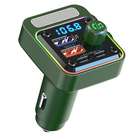 BC91 Car Bluetooth 5.3 Adapter FM Transmitter MP3 Player Dual PD Type-C + Dual USB Car Charger