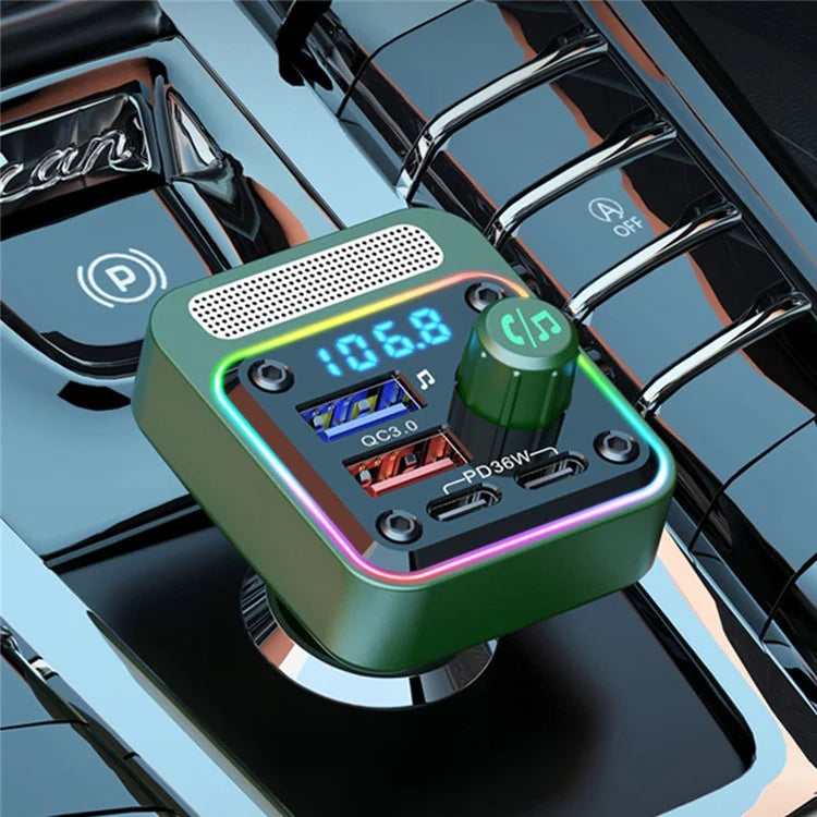 BC91 Car Bluetooth 5.3 Adapter FM Transmitter MP3 Player Dual PD Type-C + Dual USB Car Charger