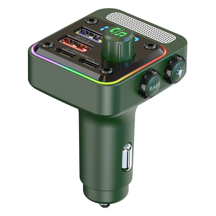 BC91 Car Bluetooth 5.3 Adapter FM Transmitter MP3 Player Dual PD Type-C + Dual USB Car Charger