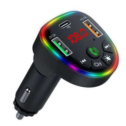 P25 Bluetooth Hands-Free Car Player Phone Dual USB Cigarette Lighter Charger with Ambient Lighting