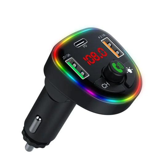 P24 Car Bluetooth Music Player Voltage Detection 1 Type-C + 2 USB Car Charger