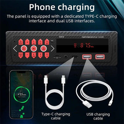 D3410 Car Bluetooth MP3 Player Vehicles Audio Device Support TF Card, U-Disk, FM Radio