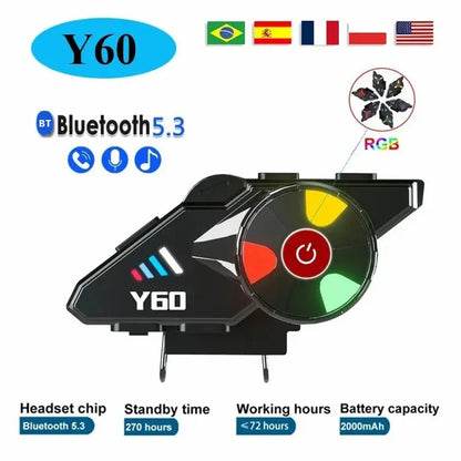 Y60 Motorcycle Bluetooth Headset Waterproof Helmet Speakers Noise Cancellation / FM Radio