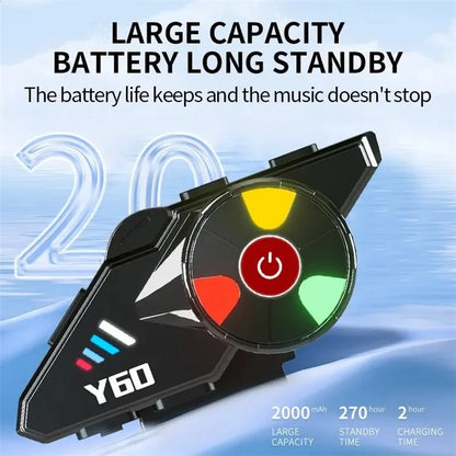 Y60 Motorcycle Bluetooth Headset Waterproof Helmet Speakers Noise Cancellation / FM Radio