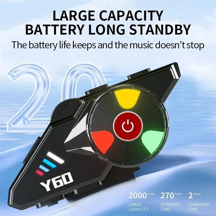 Y60 Motorcycle Bluetooth Headset Waterproof Helmet Speakers Noise Cancellation / FM Radio