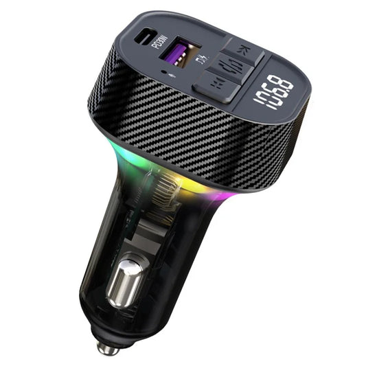 C51 Colorful Light Car Bluetooth Adapter Type-C + USB Car Charger FM Transmitter MP3 Music Player