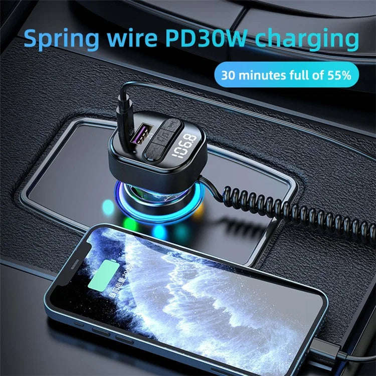 C52 Car FM Transmitter Bluetooth Receiver MP3 Player Cigarette Lighter Car Charger