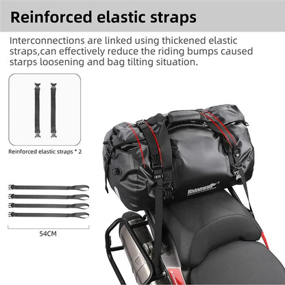 RHINOWALK MT20450BK 45L Waterproof Motorcycle Tail Bag Rear Seat Pouch with Shoulder Strap