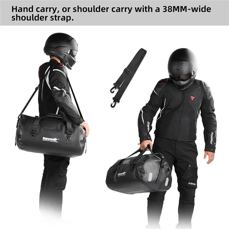 RHINOWALK MT20450BK 45L Waterproof Motorcycle Tail Bag Rear Seat Pouch with Shoulder Strap