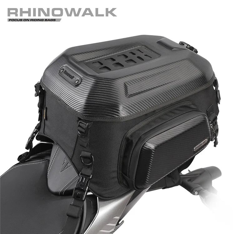 RHINOWALK MT2335 23L-35L Expandable Hardshell Motorcycle Tail Bag Polyester Backpack Shoulders Bag