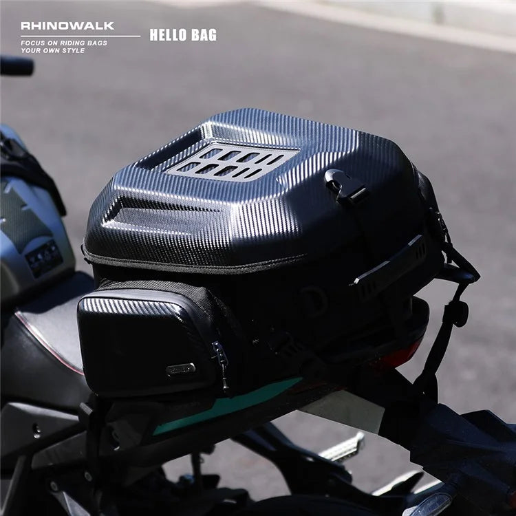 RHINOWALK MT2335 23L-35L Expandable Hardshell Motorcycle Tail Bag Polyester Backpack Shoulders Bag