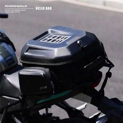 RHINOWALK MT2335 23L-35L Expandable Hardshell Motorcycle Tail Bag Polyester Backpack Shoulders Bag