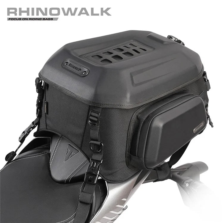 RHINOWALK MT2335 23L-35L Expandable Hardshell Motorcycle Tail Bag Polyester Backpack Shoulders Bag