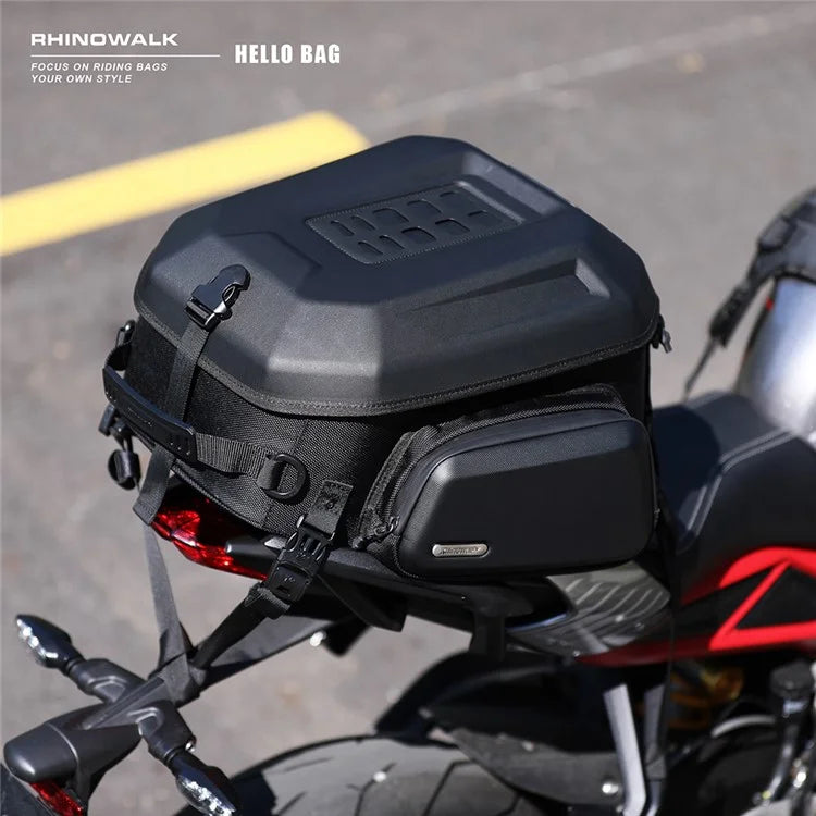 RHINOWALK MT2335 23L-35L Expandable Hardshell Motorcycle Tail Bag Polyester Backpack Shoulders Bag