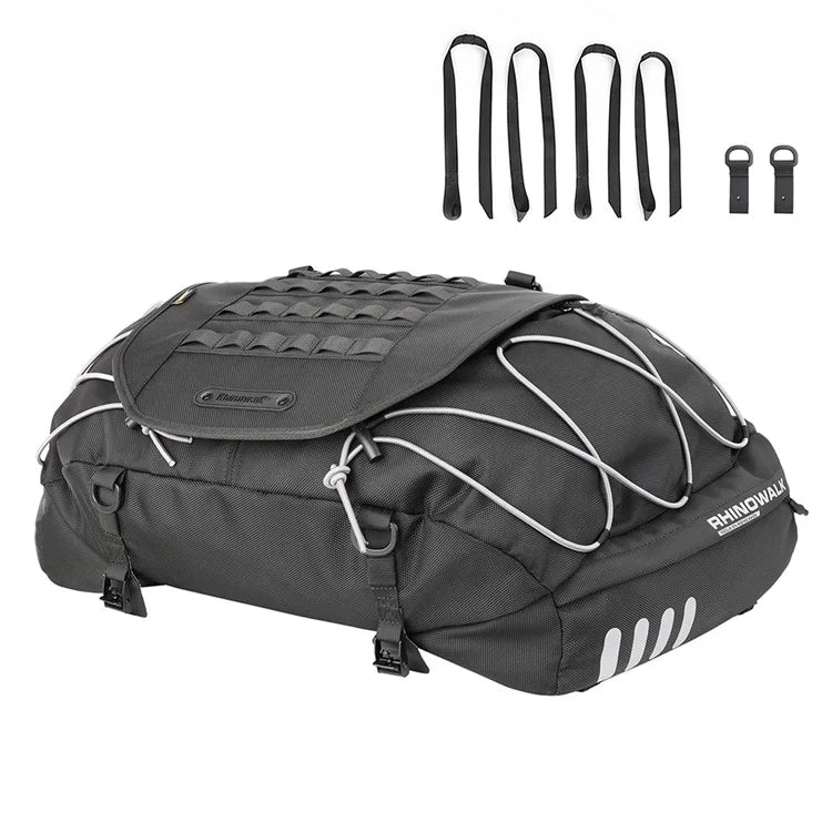 RHINOWALK MT3550BK 35-50L Bilateral Expandable Motorcycle Tail Bag Rear Seat Bag