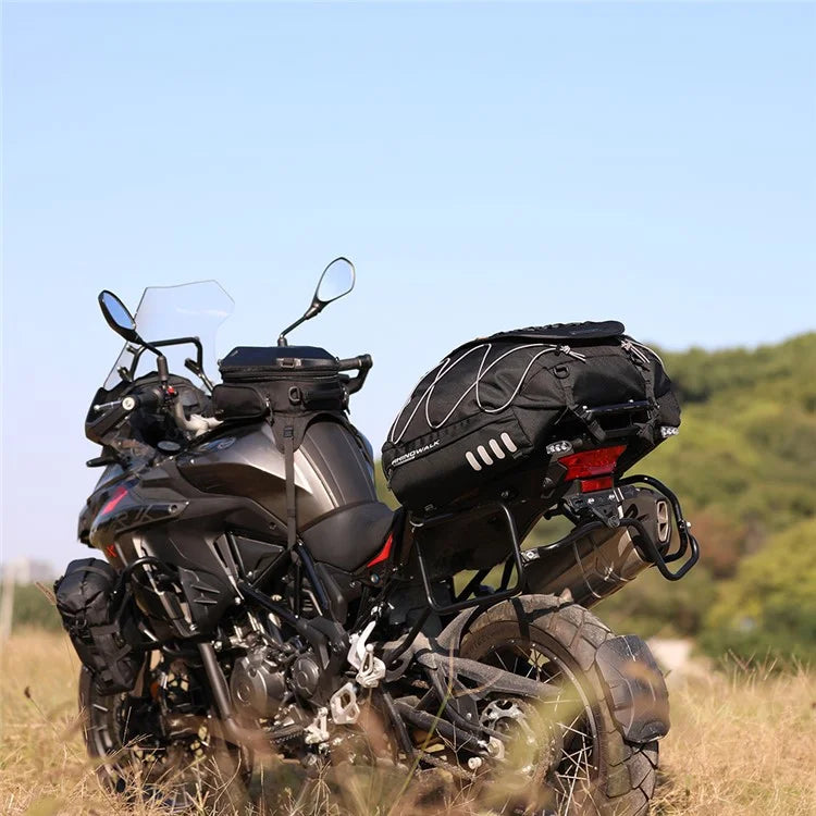 RHINOWALK MT3550BK 35-50L Bilateral Expandable Motorcycle Tail Bag Rear Seat Bag