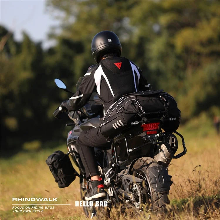 RHINOWALK MT3550BK 35-50L Bilateral Expandable Motorcycle Tail Bag Rear Seat Bag