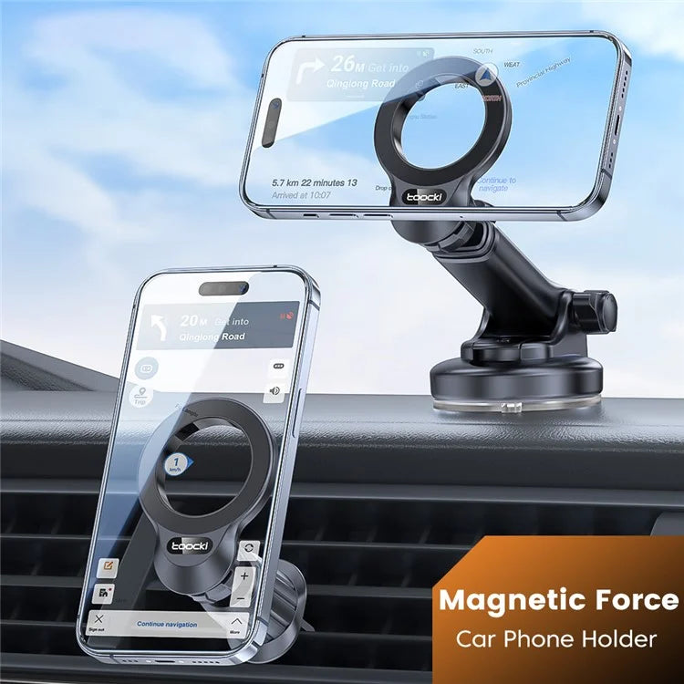TOOCKI TQ-ZJ22 Car Phone Holder Suction Cup Bracket Magnetic Adsorption Cellphone Stand