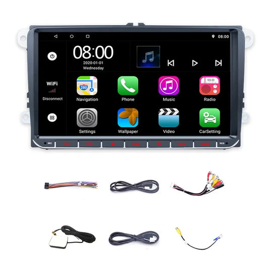 RH-753D For Golf MK5 / Polo / Passat / Jetta 4G+32G 9-inch WiFi HD Player Car FM Radio Reversing Display Music Video Player