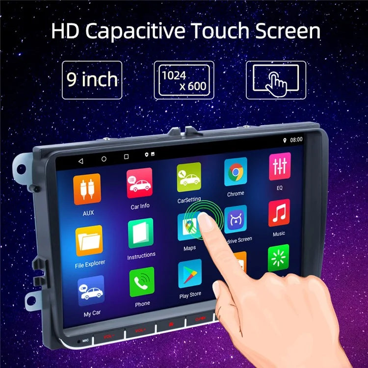 RH-753D For Golf MK5 / Polo / Passat / Jetta 4G+32G 9-inch WiFi HD Player Car FM Radio Reversing Display Music Video Player