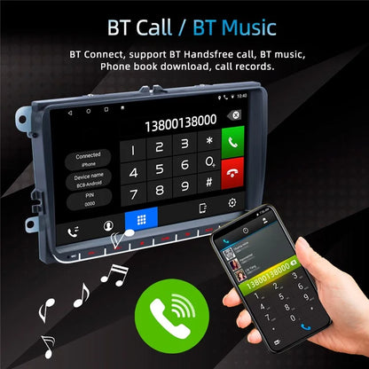 RH-753D For Golf MK5 / Polo / Passat / Jetta 4G+32G 9-inch WiFi HD Player Car FM Radio Reversing Display Music Video Player