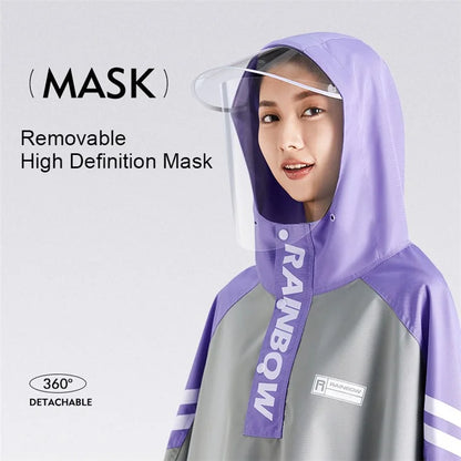 Men Women Electric Bike Motorcycle Raincoat Windproof Waterproof Rainwear with Rearview Mirror Cover, 5XL