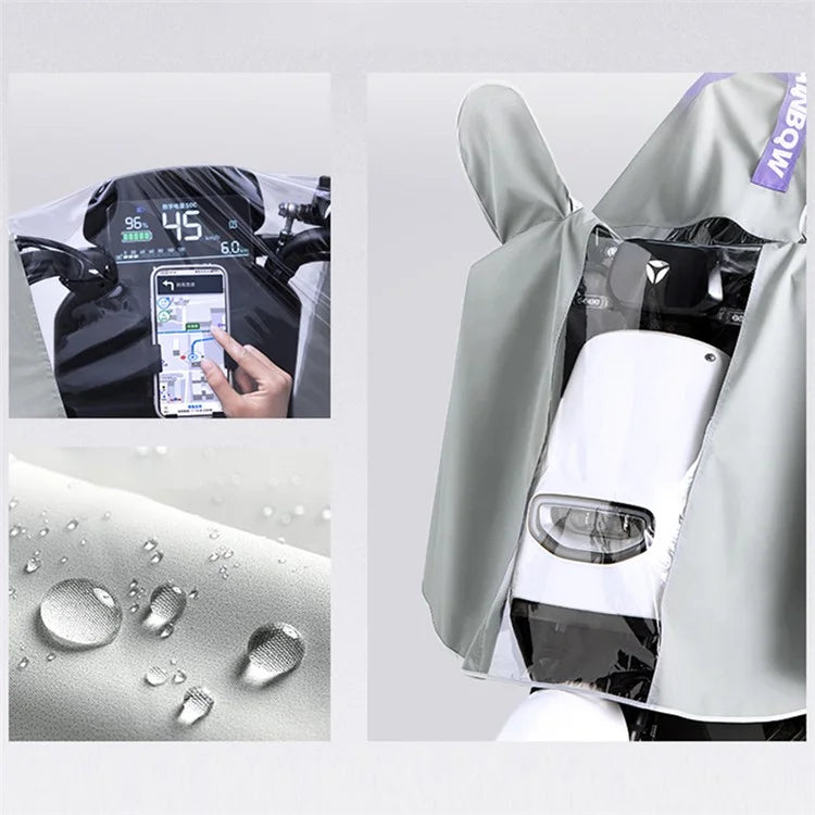 Men Women Electric Bike Motorcycle Raincoat Windproof Waterproof Rainwear with Rearview Mirror Cover, 5XL