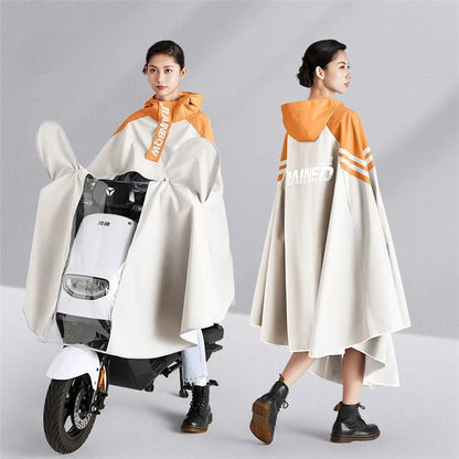 Men Women Electric Bike Motorcycle Raincoat Windproof Waterproof Rainwear with Rearview Mirror Cover, 5XL