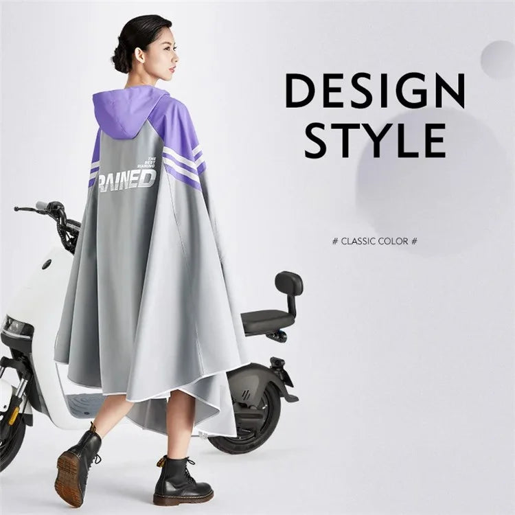 Men Women Electric Bike Motorcycle Raincoat Windproof Waterproof Rainwear with Rearview Mirror Cover, 5XL