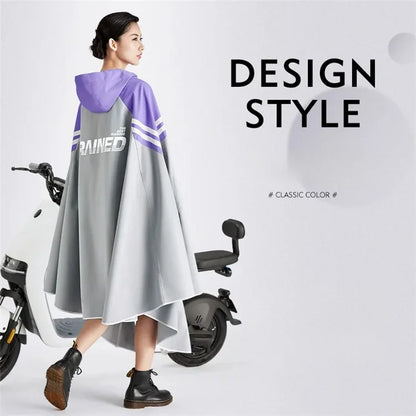 Men Women Electric Bike Motorcycle Raincoat Windproof Waterproof Rainwear with Rearview Mirror Cover, 5XL