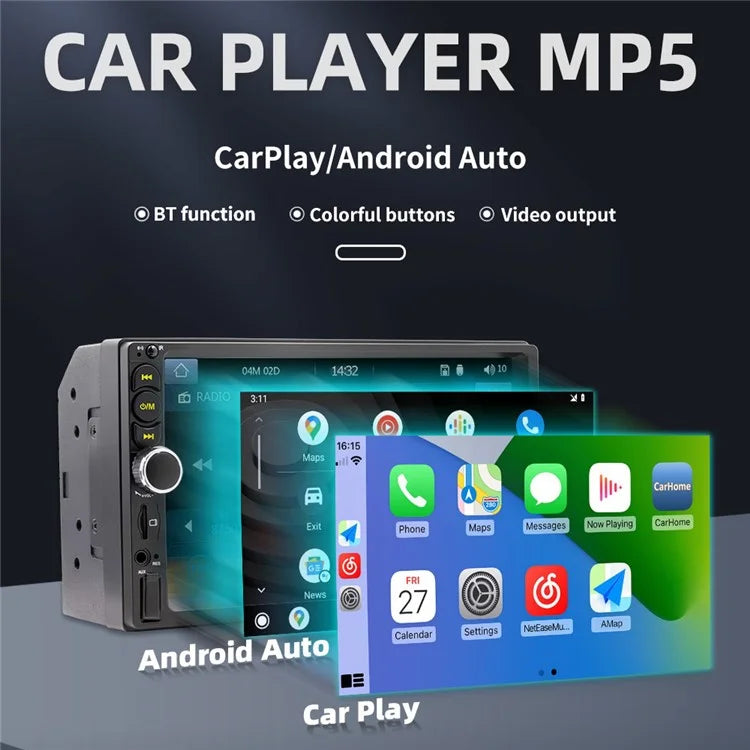 F720C Car Stereo Receiver 7'' Bluetooth Hands-Free Car Radio FM Receiver MP5 Car Player