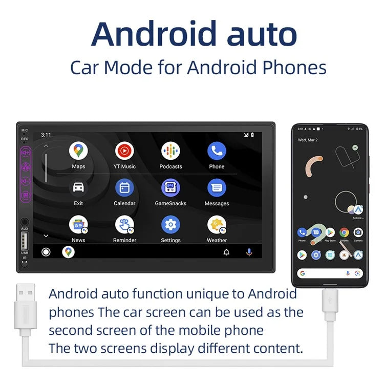 L1 7-inch Car Audio Receiver Bluetooth FM MP5 Player Supports Mirror Link for iOS / Android