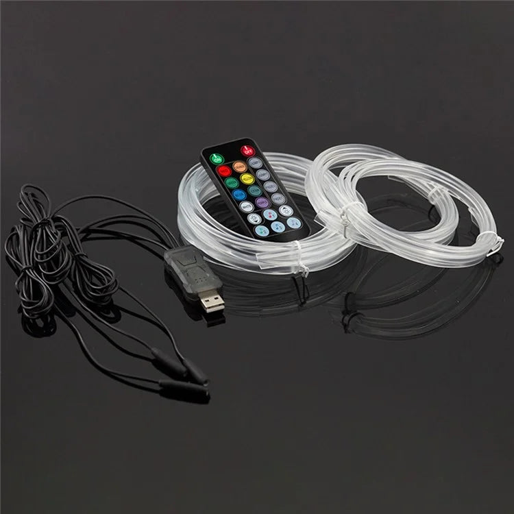 IS35U 3 Rolls 3m+1m Car Interior Ambient Strip Light Remote Control RGB Fiber Optic Atmosphere Lighting Kit