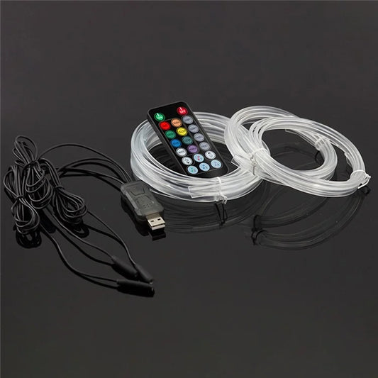 IS35U 3 Rolls 3m+1m Car Interior Ambient Strip Light Remote Control RGB Fiber Optic Atmosphere Lighting Kit