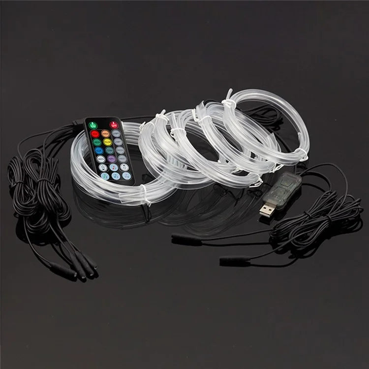 IS68U 6 Rolls 3m+1m USB Plug RGB Fiber Optic Ambient Lamp Car Interior Light with Remote Control
