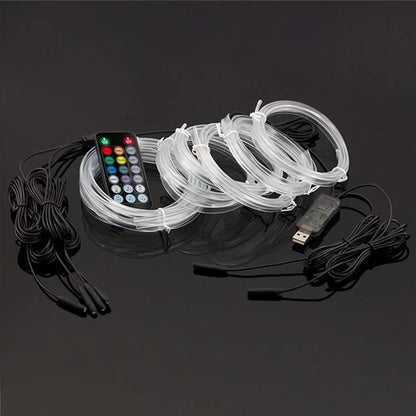 IS68U 6 Rolls 3m+1m USB Plug RGB Fiber Optic Ambient Lamp Car Interior Light with Remote Control